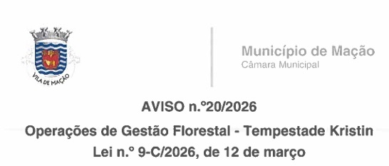 AVISO N.º 20/2026 – OPERAÇÕES DE GESTÃO FLORESTAL – TEMPESTADE KRISTIN – LEI N.º 9-C, DE 12 DE MARÇO